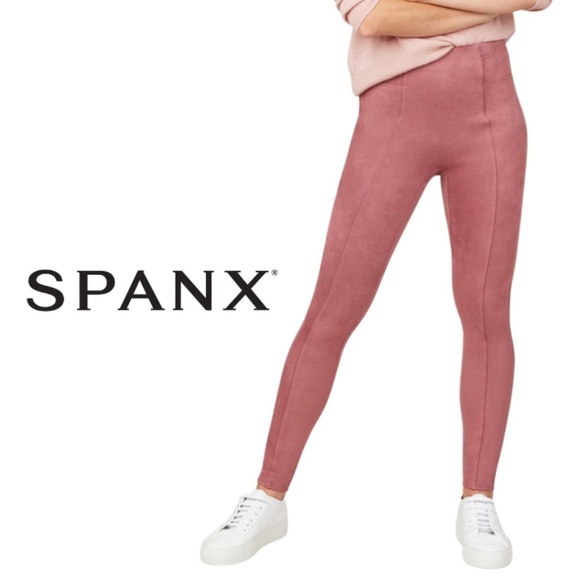 Spanx NWT Faux Suede Leggings - Rich Rose - Size XS - Picture 1 of 17